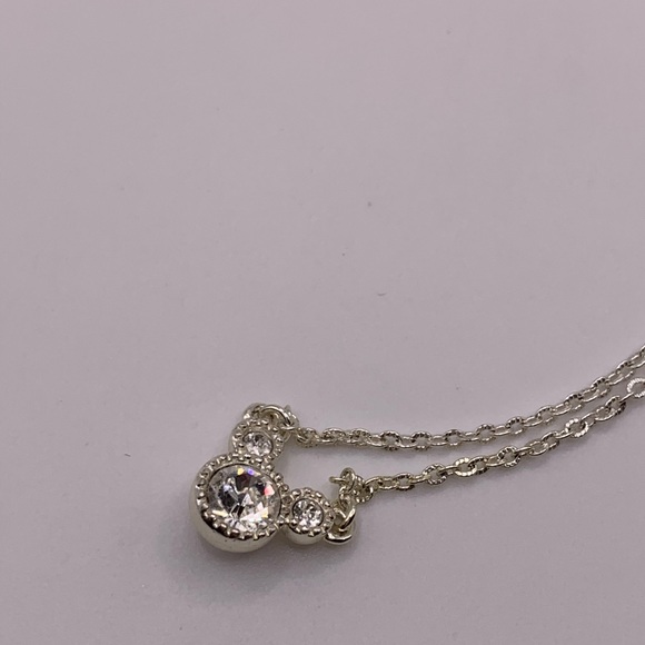 #125 Silver tone crystal Disney Micky Mouse necklace - Picture 3 of 6